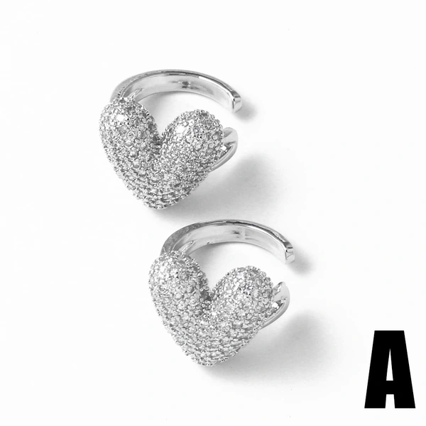 AS jewelry European and American simple inlaid zircon double layer love pearl ear bone clip earrings female era036