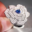  Light luxury flower ring for women, rose and camellia, small fragrance, shiny and exquisite
