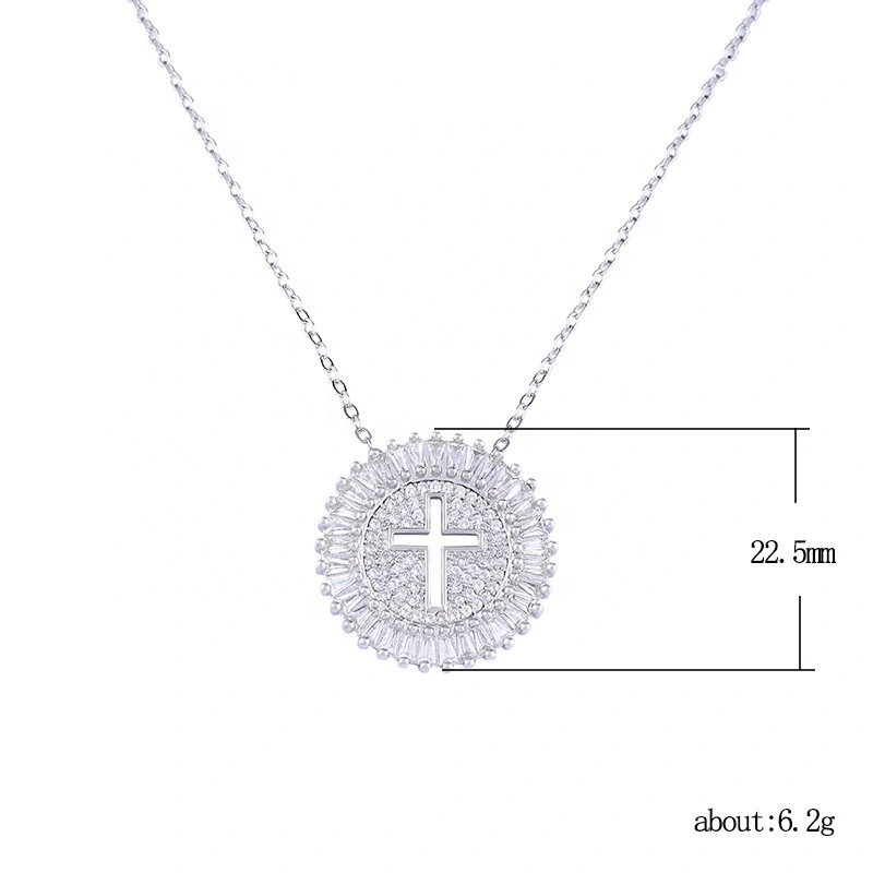 New accessories women's copper inlaid diamond hollow round necklace exquisite shiny zircon couple necklace