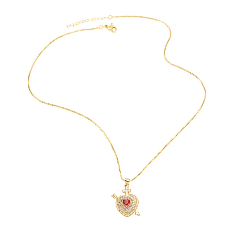 Jewelry European and American hot-selling full zircon gold-plated love heart necklace clavicle chain nkb695 necklace