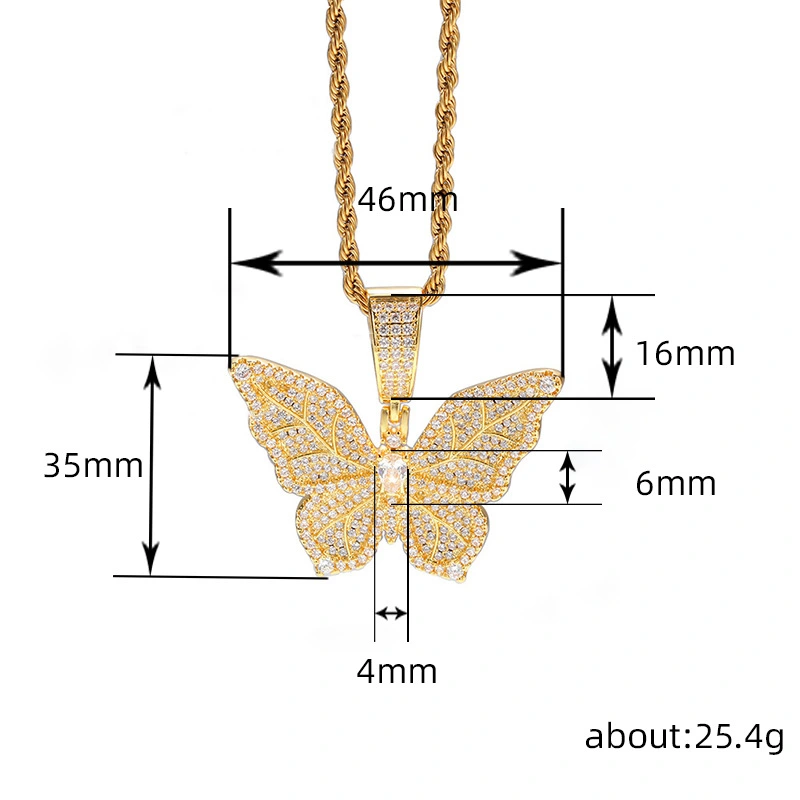 European and American hip-hop new butterfly pendant trend unisex street style necklace