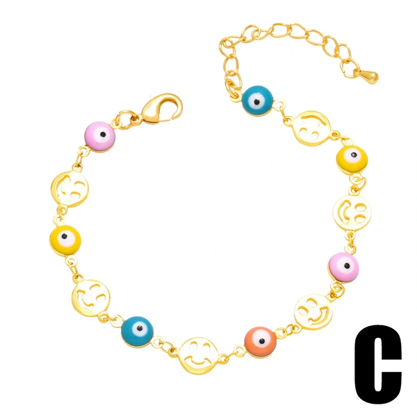 European and American fashion hand jewelry color oil drop flower devil eye splicing bracelet female brj61