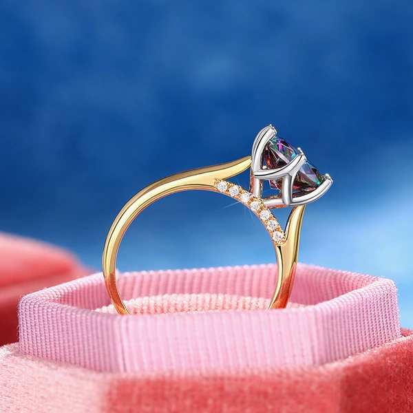  Classic fashion all-match wedding ring colorful six-claw bridal ring high-end daily index finger ring