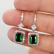 European and American emerald colored gemstone earrings retro earrings earrings jewelry temperament versatile high-end ear hooks for women
