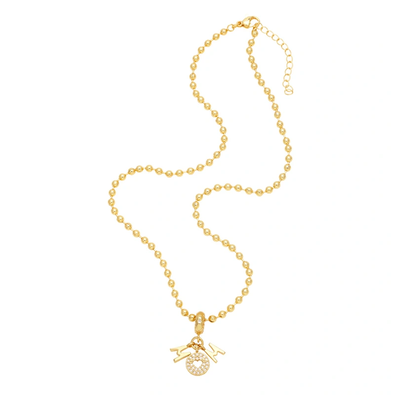 Clearance fashion simple English letter love pendant full diamond zircon letter necklace female nkq11