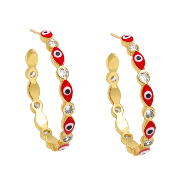 Clearance European and American jewelry color oil drip devil eye earrings fashion personality geometric C-shaped earrings earrings ert52