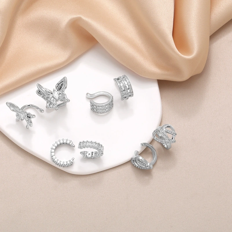 AS jewelry supply hot selling butterfly ear bone clip gold-plated zircon C-shaped earrings earrings for women era067