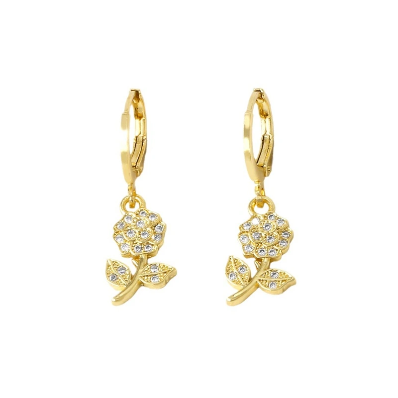 AS jewelry new sunflower kitten pendant earrings female gold-plated micro zircon eye flower earrings era381