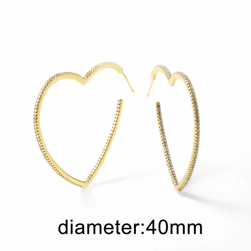 AS jewelry European and American new copper plated 18k gold love heart-shaped hollow zircon earrings earrings erz90