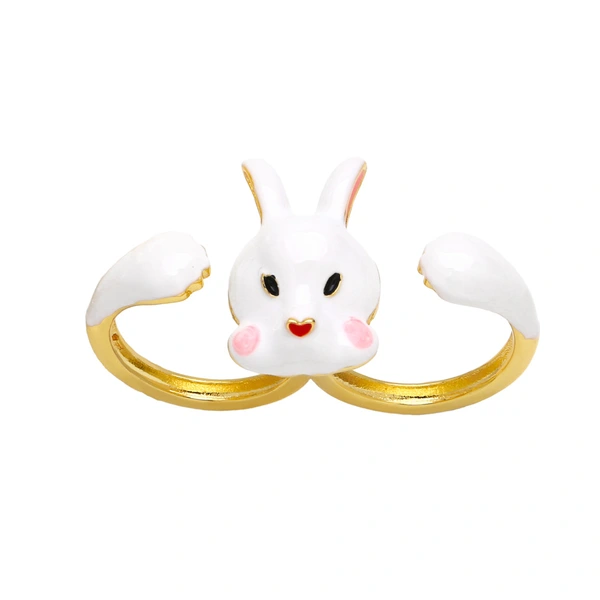 Clearance European and American sweet rabbit ring female cute animal cartoon small fresh all-match network celebrity ring rij06