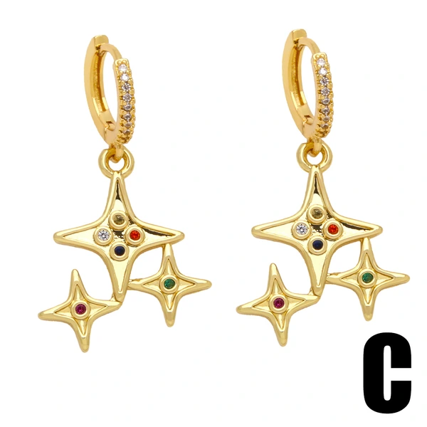 Hot selling zircon star moon earrings for women European and American simple all-match earrings ers37