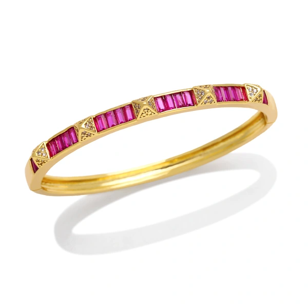 Copper plated 18K gold rivet bracelet women's fashion micro-inlaid colored zircon open bracelet personality bracelet wholesale bra23