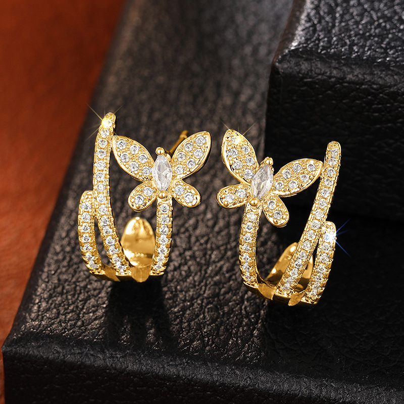 European and Korean butterfly line earrings for women, exquisite, sweet and elegant jewelry, daily wear fashion earrings