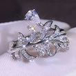 Hot selling teardrop-shaped ring for women, feather and leaf shape ring, light luxury style, elegant and fresh new style