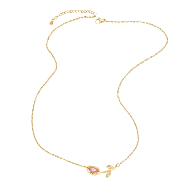 AS jewelry European and American hot-selling copper plated 18k gold pink brick rose pendant necklace clavicle chain nkt47