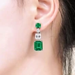 2024 European and American new earrings light luxury emerald cut zircon earrings female internet celebrity style personality earrings
