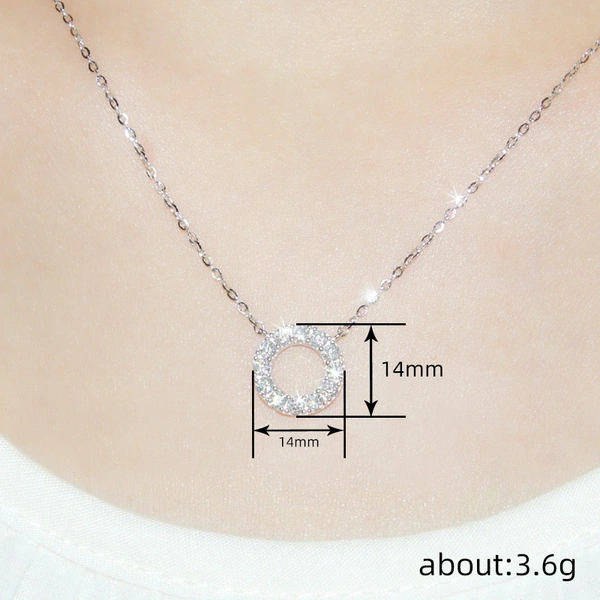  Factory direct sales round hollow geometric necklace micro inlaid zircon sparkling jewelry everyday elegant accessories