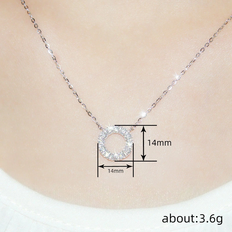  Factory direct sales round hollow geometric necklace micro inlaid zircon sparkling jewelry everyday elegant accessories