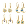 European and American earrings inlaid with diamond oil drop sun moon devil eye earrings female fashion personality ear hook erq59