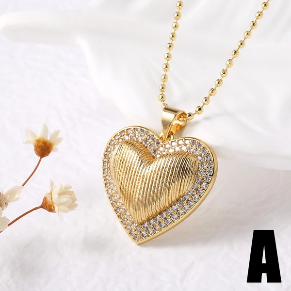 AS jewelry new hot selling full zircon gold-plated love heart pendant necklace nkb220 necklace