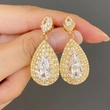 New arrivals from Europe and America, pear-shaped large teardrop zircon earrings for brides, manufacturers, spot wholesale
