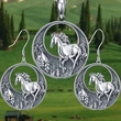  vintage medieval fashion retro style set hot selling necklace forest and horse necklace earrings