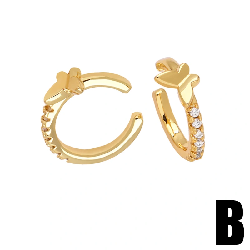 New hot sale love earrings female simple oil drop inlaid zircon gold-plated ear clip no ear piercing earrings erv37