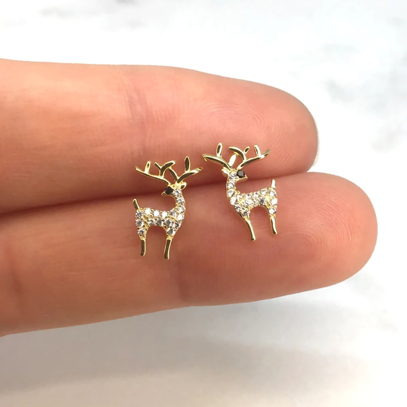  Cute deer earrings for women, fashionable Christmas matching earrings, exquisite holiday gift, micro-inlaid jewelry