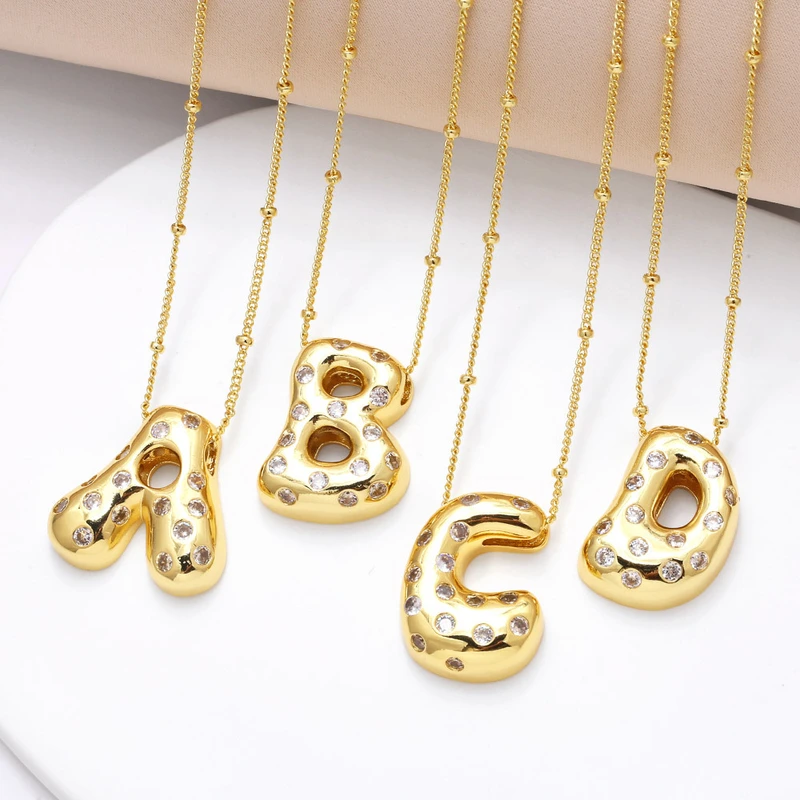 AS jewelry new fat 26 English letters pendant necklace gold-plated zircon clavicle chain nkq97