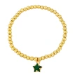Clearance hot sale simple beaded gold elastic bracelet star five-pointed star zircon pendant bracelet brj79