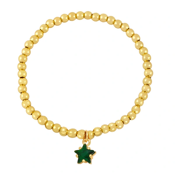 Clearance hot sale simple beaded gold elastic bracelet star five-pointed star zircon pendant bracelet brj79