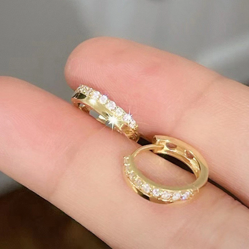  Korean style super flash fashion micro inlaid earrings light luxury high-end earrings exquisite versatile small earrings