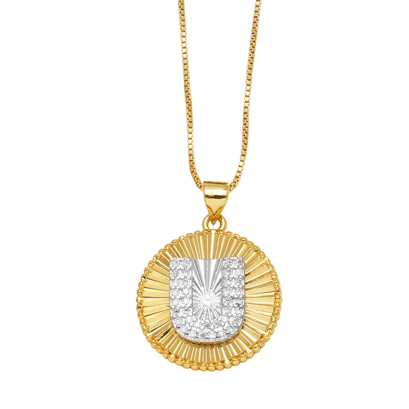 AS jewelry European and American copper plated real gold 26 English letters necklace clavicle chain nkb107 necklace