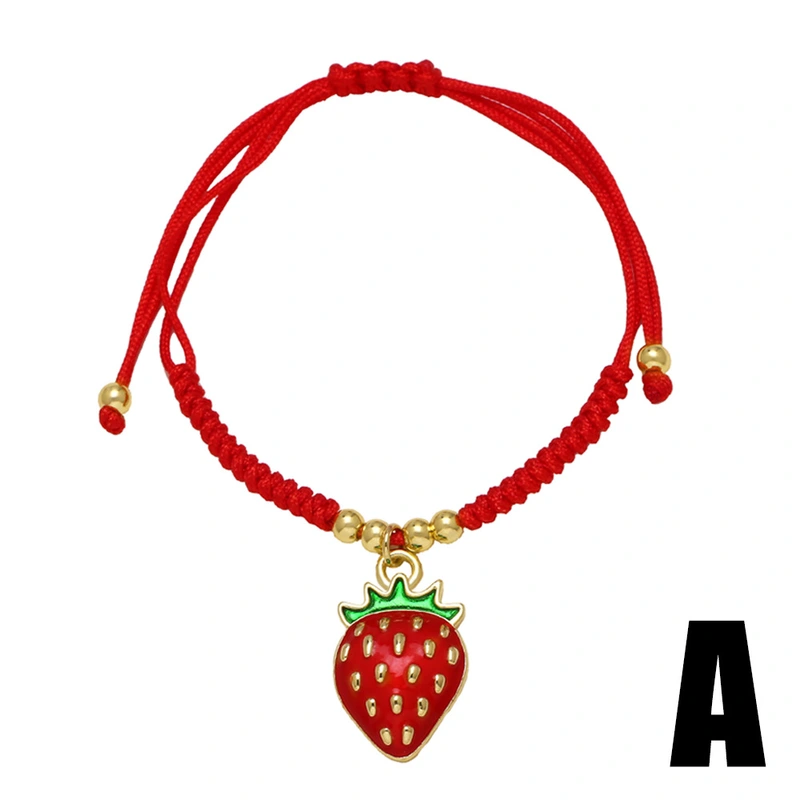 AS jewelry new fruit strawberry pendant red rope braided bracelet brj53 bracelet