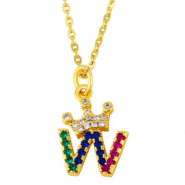 AS jewelry European and American new products diamond necklace 26 English letters crown surname couple pendant nkt03