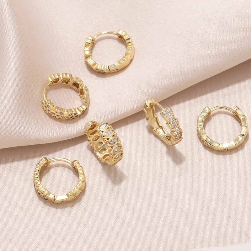 Hot selling jewelry fashion earrings temperament versatile high-end sense inlaid zircon gold-plated earrings earrings eru50