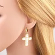 AS jewelry hot selling copper plated 18k gold pearl cross heart earrings earrings earrings erq64