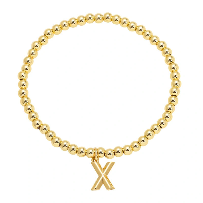 AS jewelry hot selling gold three-dimensional 26 English letters beaded bracelet bracelet brb34