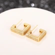  New style trendy micro-inlaid diamond earrings heavy-duty super-shiny geometric high-end earrings luxury square earrings for women