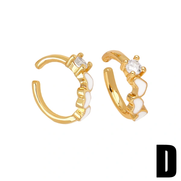 New hot sale love earrings female simple oil drop inlaid zircon gold-plated ear clip no ear piercing earrings erv37