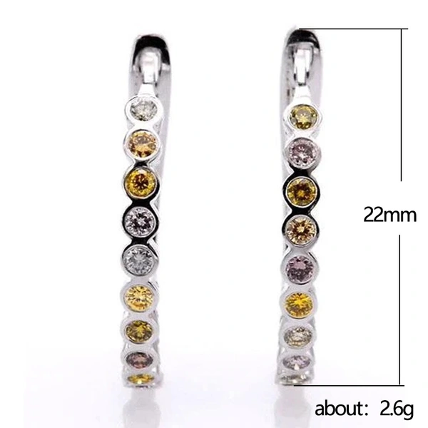 Simple ear clip earrings trendy personality U-shaped multi-color zircon earrings Korean temperament student earrings