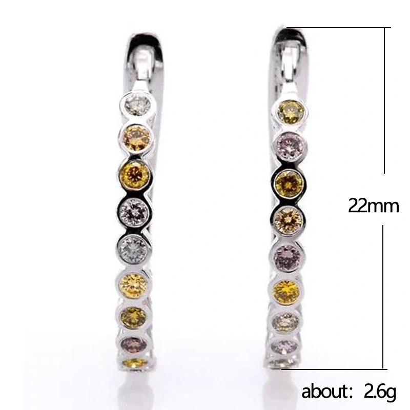 Simple ear clip earrings trendy personality U-shaped multi-color zircon earrings Korean temperament student earrings