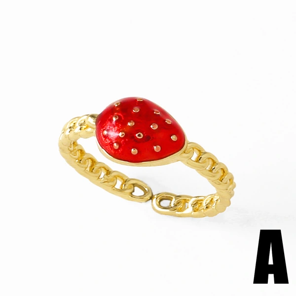 Clearance AS jewelry oil drop fruit strawberry cherry ring open ring female rij53 ring