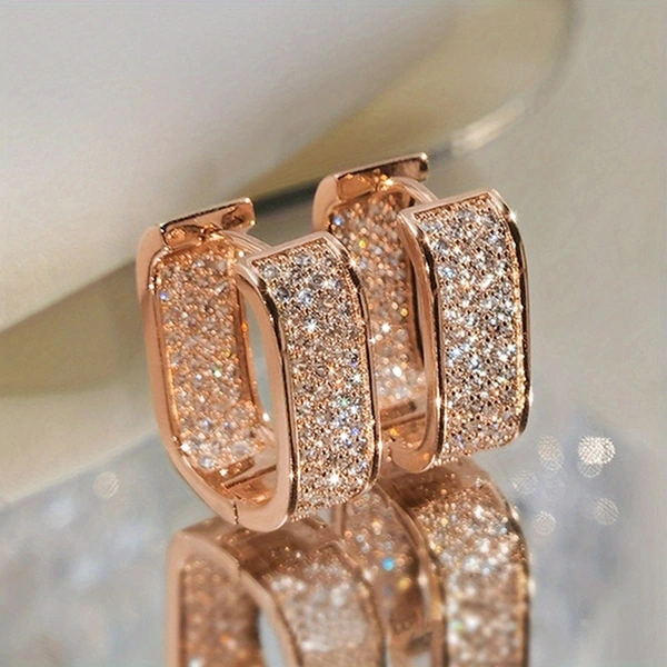 European and American light luxury micro-inlaid zircon earrings young ladies fashion earrings jewelry hot selling hot items
