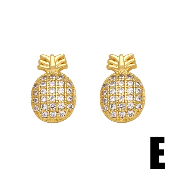 Hot selling style temperament star flower pineapple earrings simple small zircon earrings wholesale ert32