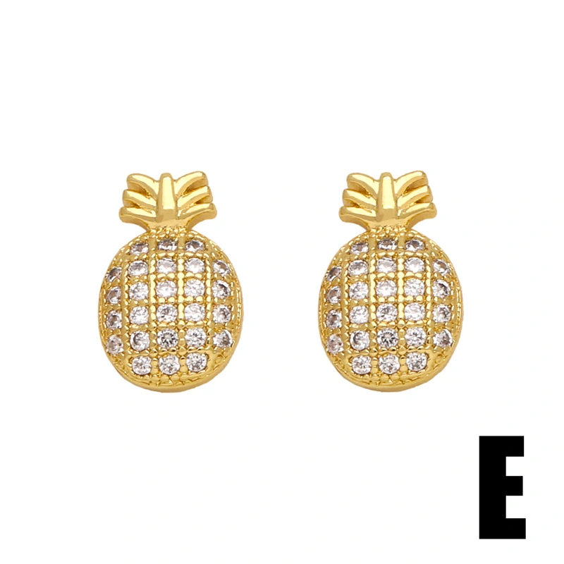 Hot selling style temperament star flower pineapple earrings simple small zircon earrings wholesale ert32