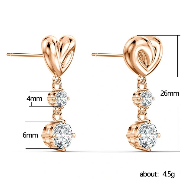 Live broadcast hot earrings elegant temperament love knot earrings small fresh heart piercing earrings