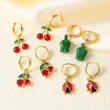 AS jewelry European and American hot-selling copper plated real gold fruit cherry insect pendant earrings earrings female era039