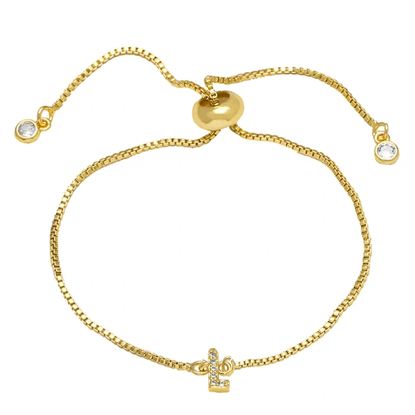 AS jewelry full zirconium 26 English letters bracelet copper plated real gold adjustment jewelry brm62