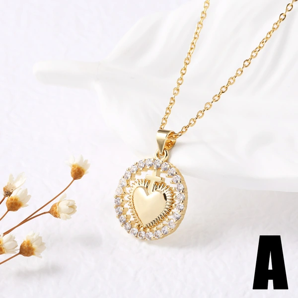 AS jewelry European and American hot-selling style Valentine's Day love heart necklace pendant real gold plated clavicle chain female nkv16